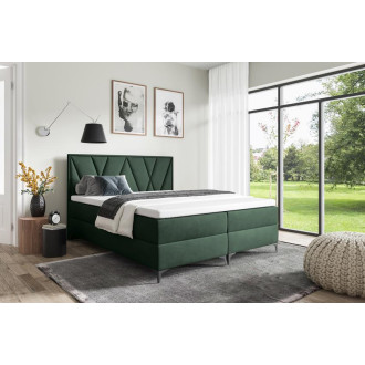 Amerykańskie łóżko kontynentalne z materacem do sypialni - 120x200 z opcją wyboru rozmiaru VELLA zielone