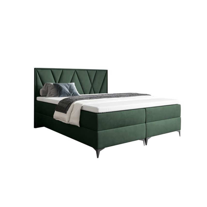 Amerykańskie łóżko kontynentalne z materacem do sypialni - 120x200 z opcją wyboru rozmiaru VELLA zielone 2/9