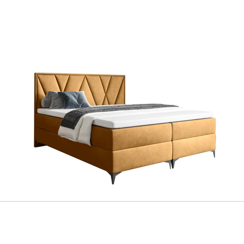 Amerykańskie łóżko kontynentalne z materacem do sypialni - 120x200 z opcją wyboru rozmiaru VELLA miodowe 2/9