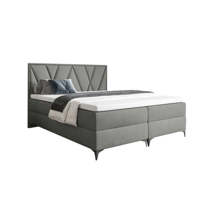 Amerykańskie łóżko kontynentalne z materacem do sypialni - 120x200 z opcją wyboru rozmiaru VELLA szary 2/9