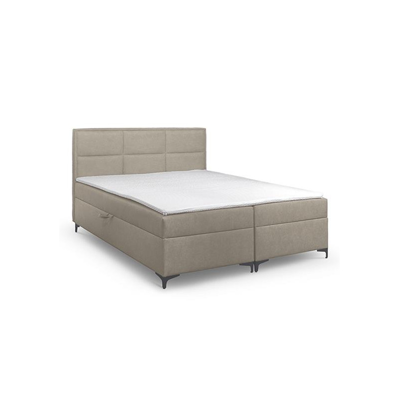 Dwuosobowe łóżko kontynentalne z topperem do sypialni - 120x200 z opcją wyboru rozmiaru VADUZ beżowe