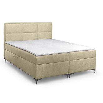 Dwuosobowe łóżko kontynentalne z topperem do sypialni - 120x200 z opcją wyboru rozmiaru VADUZ beżowe