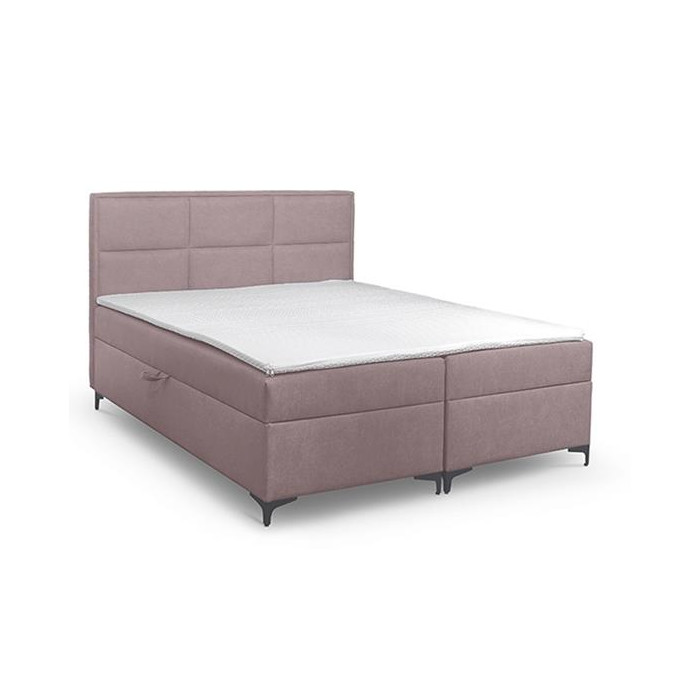 Dwuosobowe łóżko kontynentalne z topperem do sypialni - 120x200 z opcją wyboru rozmiaru VADUZ różowy