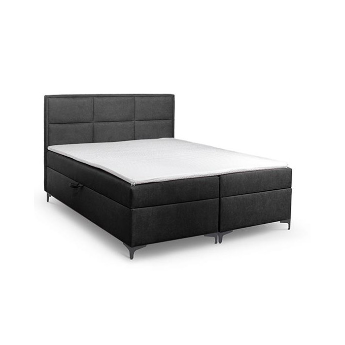Dwuosobowe łóżko kontynentalne z topperem do sypialni - 120x200 z opcją wyboru rozmiaru VADUZ czarne