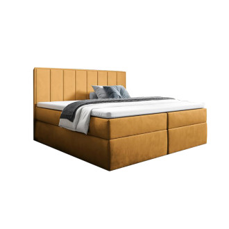 Nowoczesne łóżko kontynentalne z topperem do sypialni - 120x200 z opcją wyboru rozmiaru HAVANA miodowe