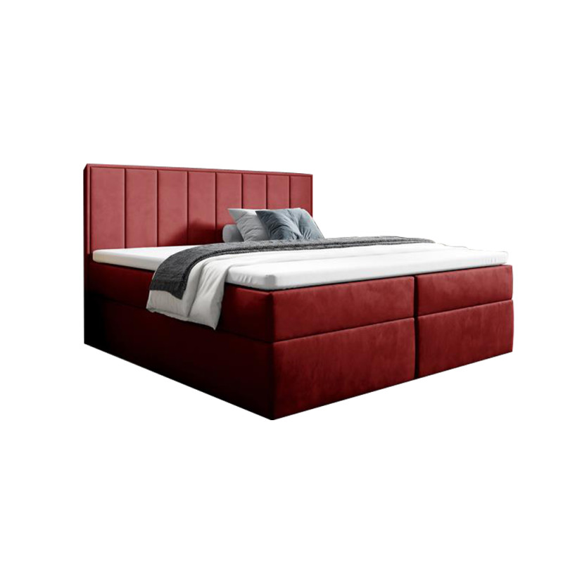 Nowoczesne łóżko kontynentalne z topperem do sypialni - 120x200 z opcją wyboru rozmiaru HAVANA czerwone 1/9
