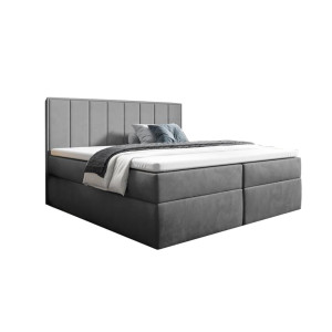 Nowoczesne łóżko kontynentalne z pojemnikiem na pościel do sypialni - 120x200 z opcją wyboru rozmiaru HAVANA szare