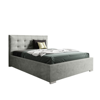 Nowoczesne tapicerowane łóżko z wysokim zagłowiem do sypialni - 120x200 z opcją wyboru rozmiaru PLAY szare