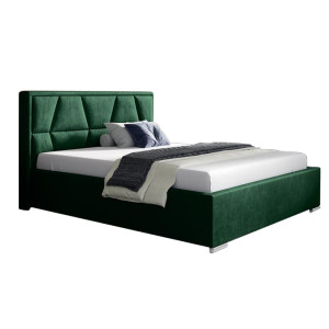 Tapicerowane łóżko z wysokim zagłowiem do sypialni - 120x200 z opcją wyboru rozmiaru LOCA zielone