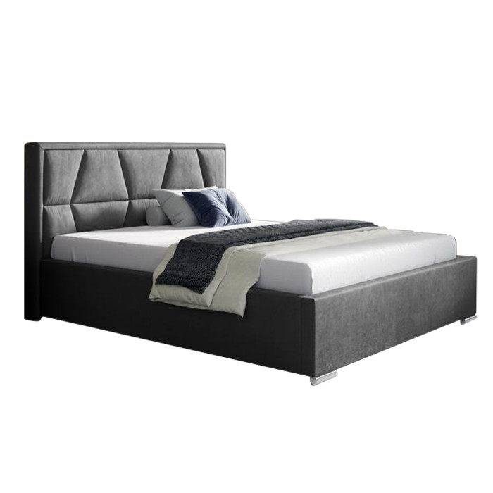 Tapicerowane łóżko z wysokim zagłowiem do sypialni - 120x200 z opcją wyboru rozmiaru LOCA szare