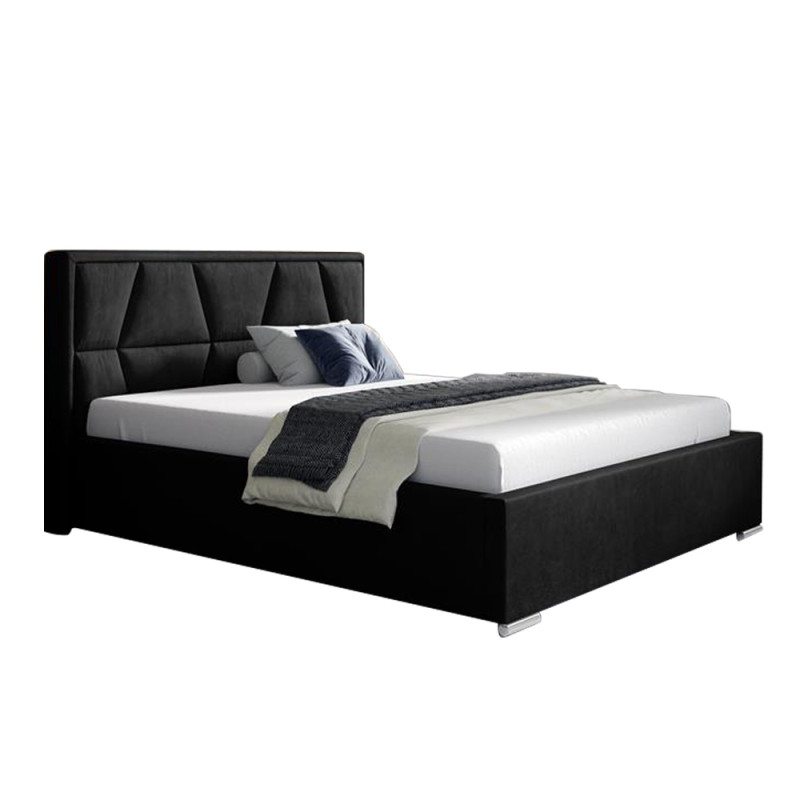 Tapicerowane łóżko z wysokim zagłowiem do sypialni - 120x200 z opcją wyboru rozmiaru LOCA czarne
