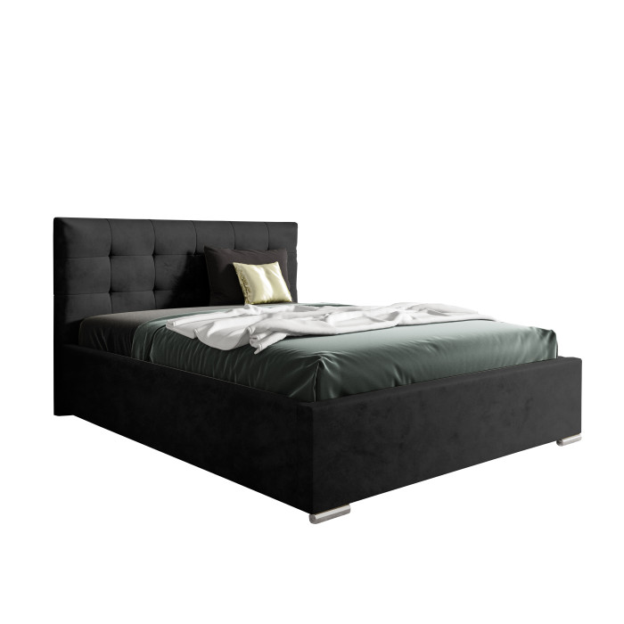 Nowoczesne tapicerowane łóżko z wysokim zagłowiem do sypialni - 120x200 z opcją wyboru rozmiaru PLAY czarne