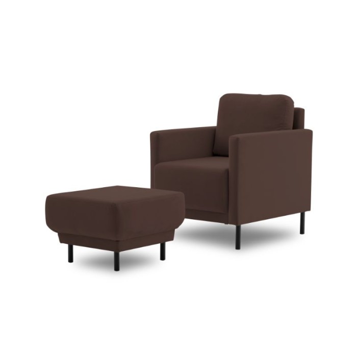 Stylowy fotel do salonu LAYLA 55 / TR08 brązowy + podnożek