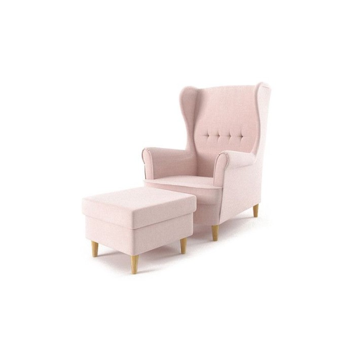 Nowoczesny fotel do salonu MILANO + podnóżek / BEAUTY04 różowy