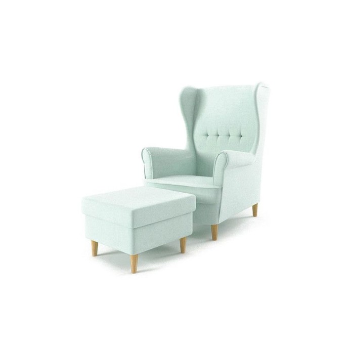Nowoczesny fotel do salonu MILANO + podnóżek / BEAUTY05 jasny zielony