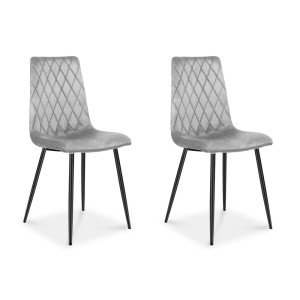 Zestaw 2 krzeseł tapicerowanych VERSO jasnyszary / noga czarna