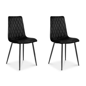 Zestaw 2 krzeseł tapicerowanych VERSO czarny / noga czarna