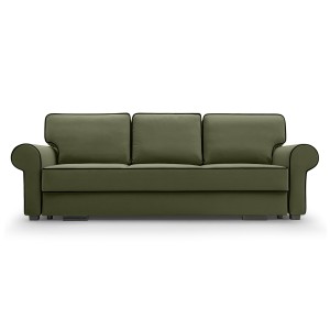 Sofa z ozdobnymi przeszyciami TIAGO / MATT VELVET38+99 butelkowa zieleń+czarny