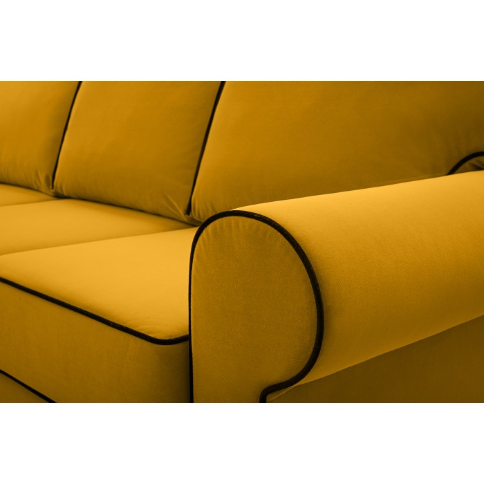 Sofa z ozdobnymi przeszyciami TIAGO / MATT VELVET48+99 miodowy+czarny 2