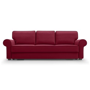 Sofa z ozdobnymi przeszyciami TIAGO / MATT VELVET59+99 bordowy+czarny