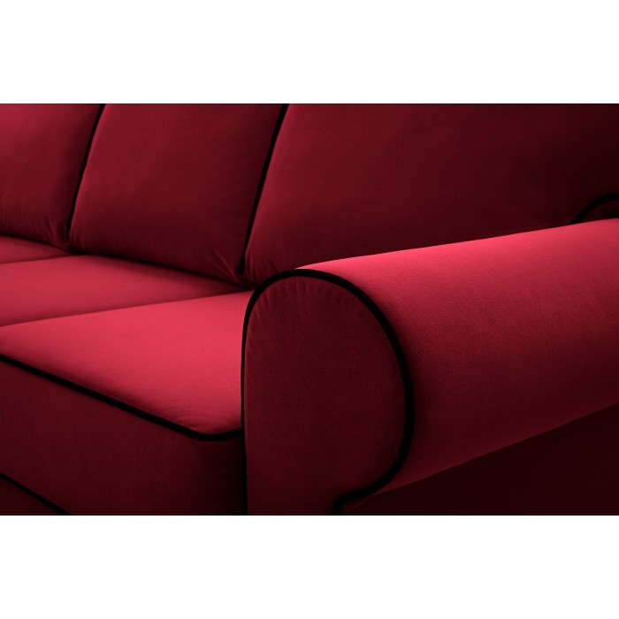 Sofa z ozdobnymi przeszyciami TIAGO / MATT VELVET59+99 bordowy+czarny 2