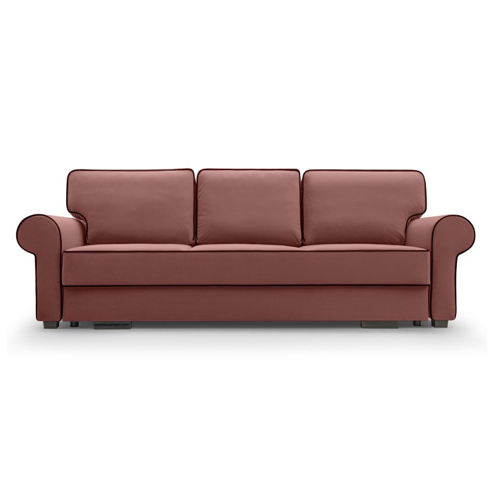 Sofa z ozdobnymi przeszyciami TIAGO / MATT VELVET63+99 różowy+czarny