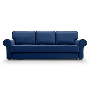 Sofa z ozdobnymi przeszyciami TIAGO / MATT VELVET79+99 granatowy+czarny
