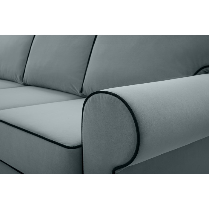 Sofa z ozdobnymi przeszyciami TIAGO / MATT VELVET85+99 szary+czarny 2