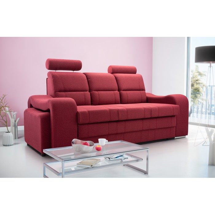 Rozkładana sofa z pufami POGO / MALMO63 bordowy 2