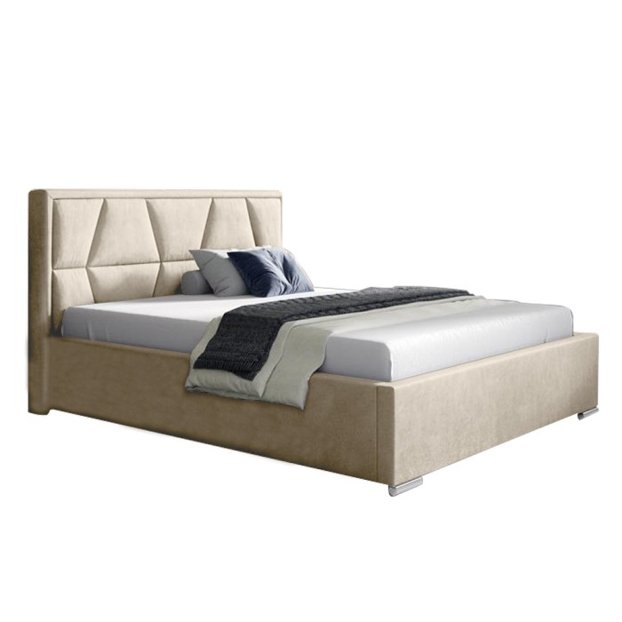 Tapicerowane łóżko z wysokim zagłowiem do sypialni - 120x200 z opcją wyboru rozmiaru LOCA beżowy 2222