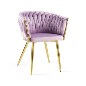 Krzesło kubełkowe w nowoczesnym stylu LARISSA - wrzosowy / noga złota