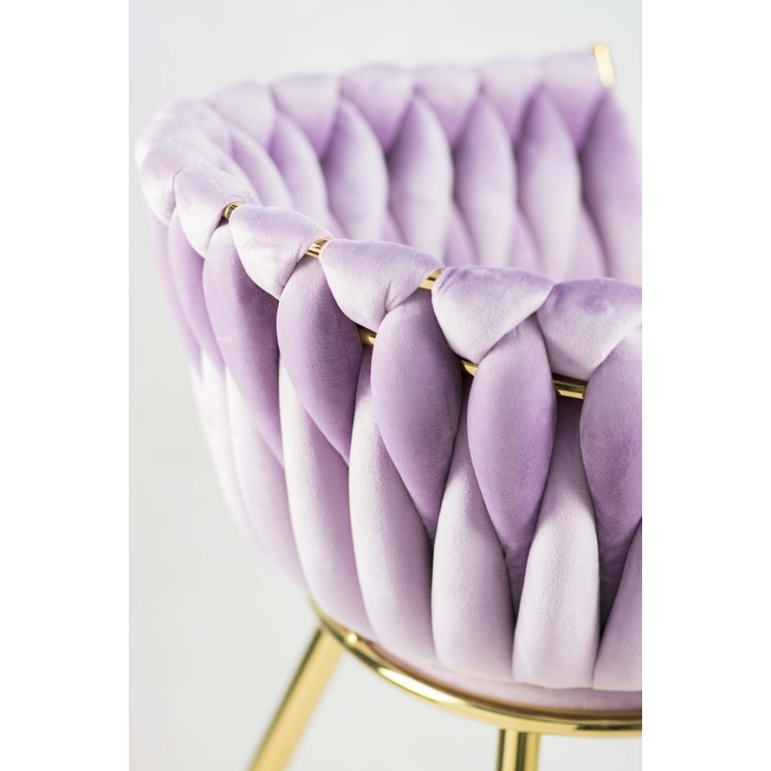 Krzesło kubełkowe w nowoczesnym stylu LARISSA - różowy / noga złota