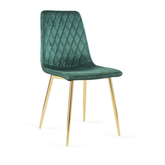 Krzesło tapicerowane VERSO zielony / noga złota
