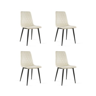 Zestaw 4 krzeseł tapicerowanych VERSO beżowy / noga czarna