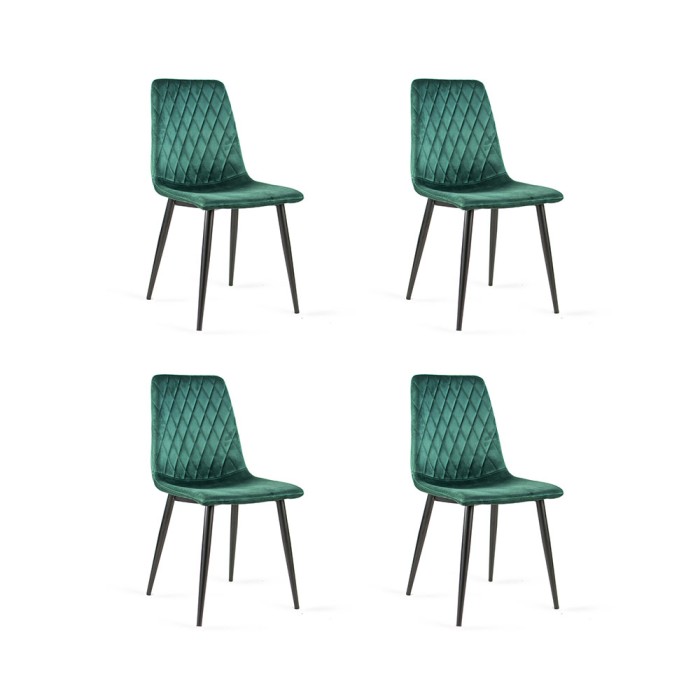 Zestaw 4 krzeseł tapicerowanych VERSO zielony / noga czarna