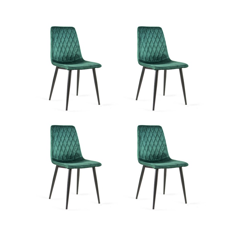 Zestaw 4 krzeseł tapicerowanych VERSO zielony / noga czarna 1/9