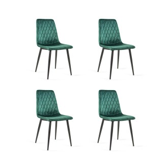 Zestaw 4 krzeseł tapicerowanych VERSO zielony / noga czarna