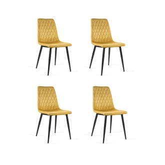 Zestaw 4 krzeseł tapicerowanych VERSO miodowy / noga czarna