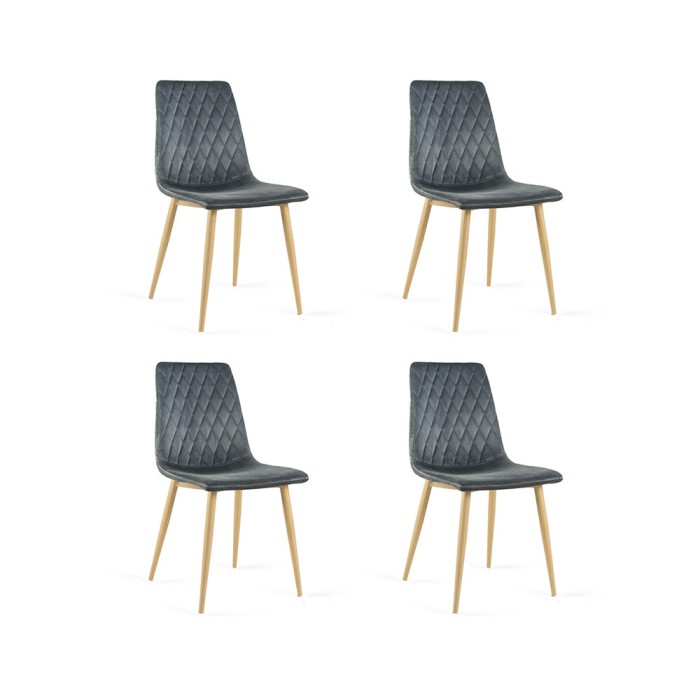 Zestaw 4 krzeseł tapicerowanych VERSO ciemnoszary / noga dąb