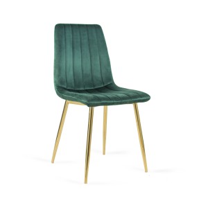 Wygodne Krzesło tapicerowane TUX zielony / złota noga