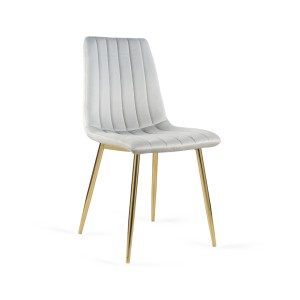 Stylowe Krzesło tapicerowane TUX jasny szary / złota noga