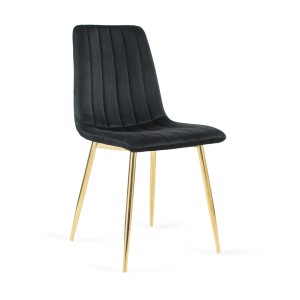 Estetyczne Krzesło tapicerowane TUX czarny / złota noga