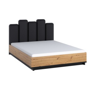 Łóżko do sypialni NESI 160x200  / czarny mat+dąb artisan