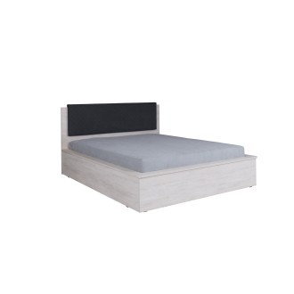 Klasyczne łóżko do sypialni 160x200 MALI / dąb biały + grafit ekoskóra