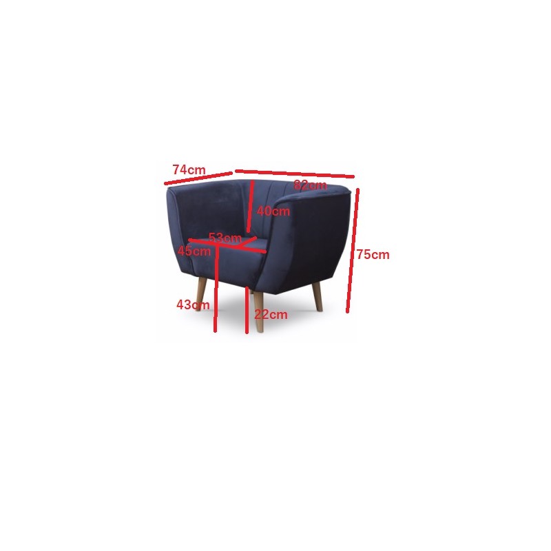 Fotel z przeszyciami w stylu skandynawskim PIK 1 / MON70 błękitny 3/9