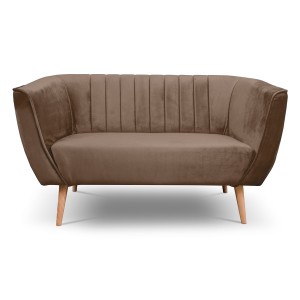 Sofa dwuosobowa z przeszyciami w stylu skandynawskim PIK 2 / MON15 czekoladowy