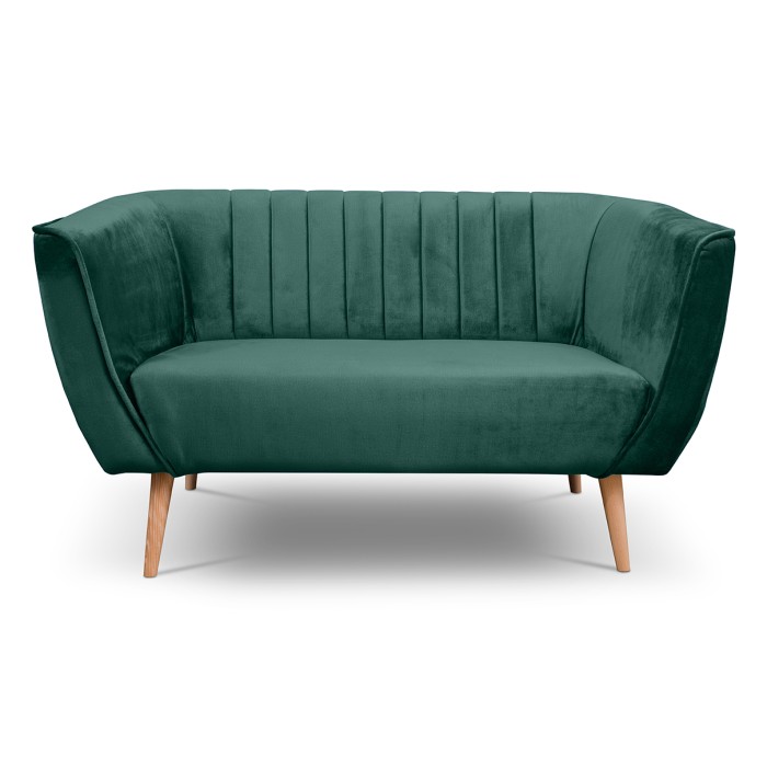Sofa dwuosobowa z przeszyciami w stylu skandynawskim PIK 2 / MON37 butelkowa zieleń