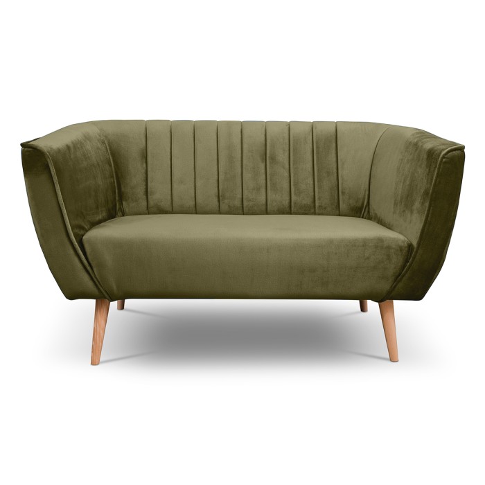 Sofa dwuosobowa z przeszyciami w stylu skandynawskim PIK 2 / MON38 oliwkowa