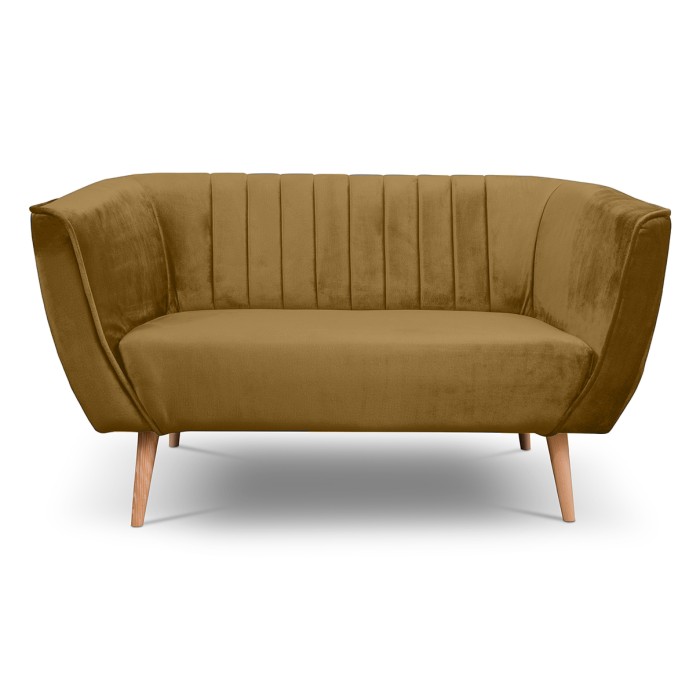 Sofa dwuosobowa z przeszyciami w stylu skandynawskim PIK 2 / MON48 miodowy