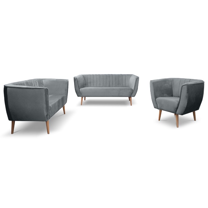 Sofa dwuosobowa z przeszyciami w stylu skandynawskim PIK 2 / MON84 jasny szary 2